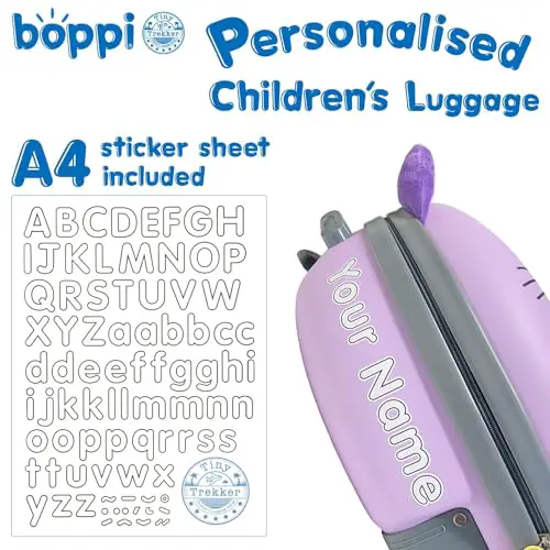 boppi Tiny Trekker Kids Luggage Travel Suitcase Carry On Cabin Bag Holiday Pull Along Trolley Lighweight Wheeled Holdall 17 Litre Hand Case American Airlines Underseat Compliant - Dinosaur