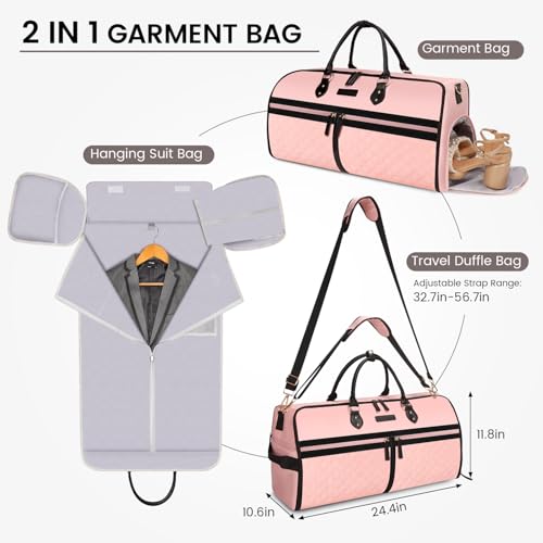 Convertible Garment Duffle Bags for Travel, Carry On Garment Bag with Shoe Compartment