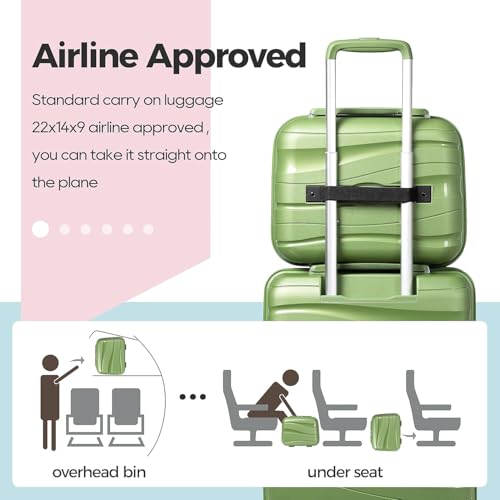 Melalenia Luggage Sets 3 Piece Expandable Suitcase Set, PP Hardshell Suitcase with Spinner Wheels,Lightweight Carry On Luggage with TSA Lock for Women