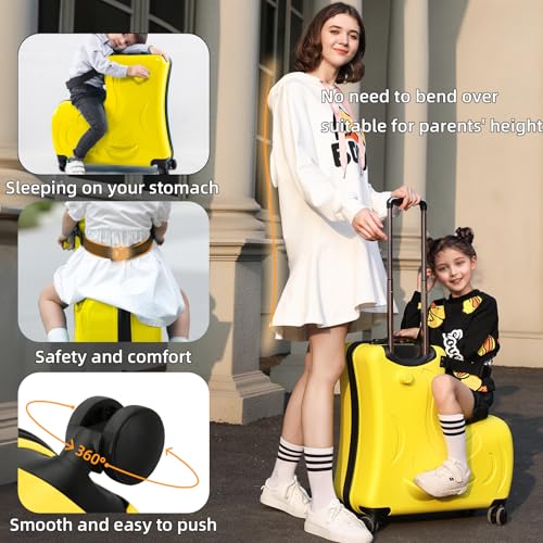 N-A AO WEI LA OW Kids ride-on Suitcase carry-on Tollder Luggage with Wheels Suitcase to Kids aged 3