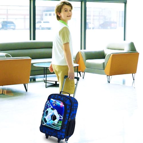 gxtvo Kids Luggage with Wheels for Boys, Football Rolling Carry on Suitcase for Toddler Children