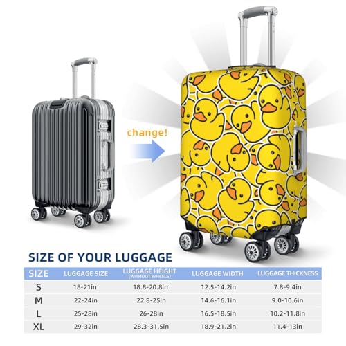 Lukbfall Cute Rubber Ducky Luggage Suitcase Covers Elastic Washable Yellow Cartoon Ducks Luggage Protector Travel Suitcase Protective Cover For Kid And Adult, M (Fit 22
