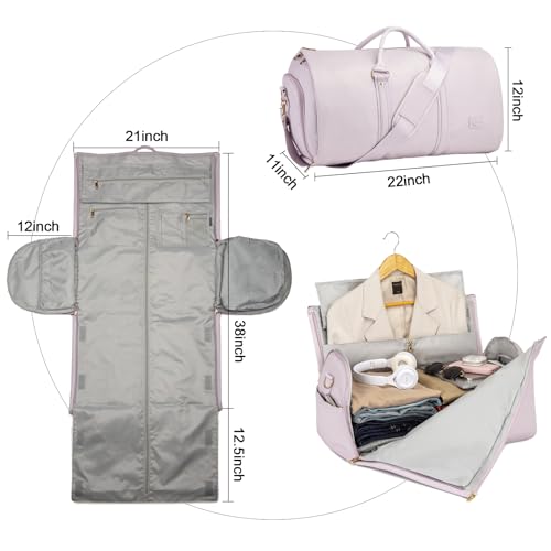 Convertible Garment Travel Bag,Overnight Bag Women Duffle Bag with Shoe Pouch 2 in 1 Hanging Cloting Suit Luggage