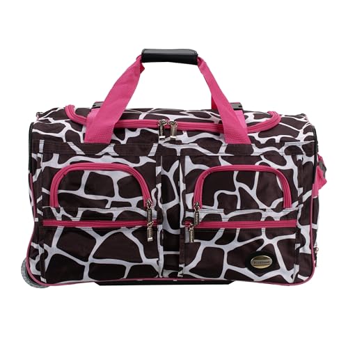 Rockland unisex-adult Rolling Duffel Bag, Pink Giraffe