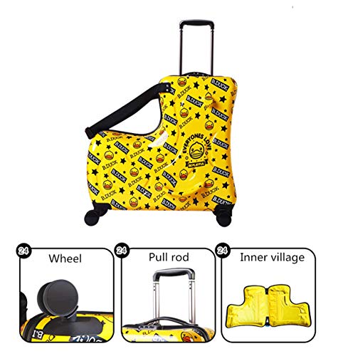 wangbaochang2017 Portable children's travel thickening trolley case,Unisex Travel Tots Kids luggage (Yellow duck