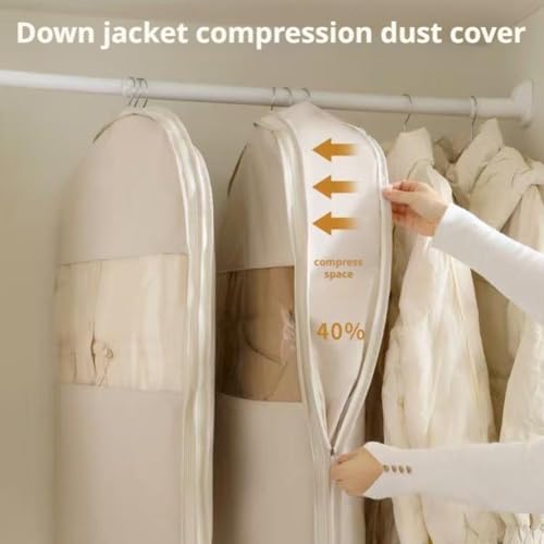 Space Saving Hanging Garment Bag with Self Compression Zipper