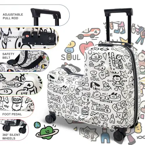 Apelila DIY Coloring Ride On Suitcase for Kids Ages 4
