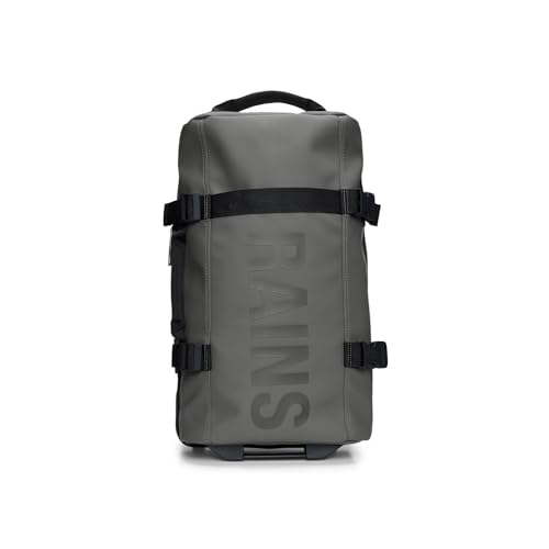 RAINS Texel Cabin Bag - Grey Waterproof Travel Bag Men & Women - Lightweight Suitcase with Coated Tonal Zip Closure and Bifold Case with Two Mesh Closures