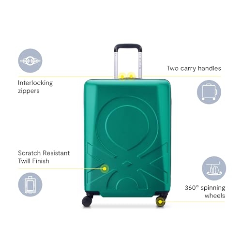 United Colors of Benetton Fabrica Hardside Luggage with Spinner Wheels, Black, Checked-Medium 23 Inch