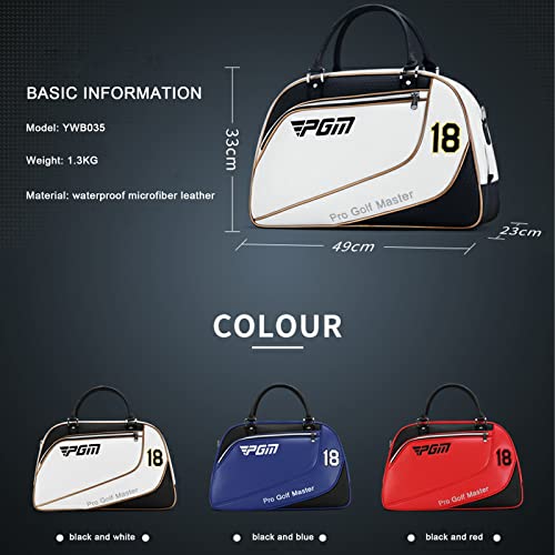 PGM Men's Portable Golf Garment Bag, Ultra-fine Leather Waterproof Storage with Separate Shoe Compartment, Lightweight and Independent Shoe Bag