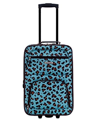 Rockland Jungle Softside Upright Luggage, Blue Leopard