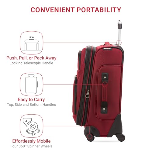 SwissGear Sion Softside Expandable Luggage, Burgundy, Carry-On 21-Inch