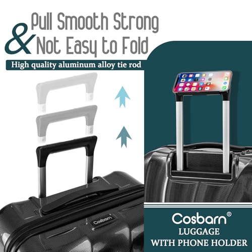 Cosbarn 24 Inch Medium Checked Hardside Luggage, ABS+PC Hardshell Suitcase with Spinner Wheels TSA Lock, Lightweight Carry on Check Luggage with Scratch Resistant Surface