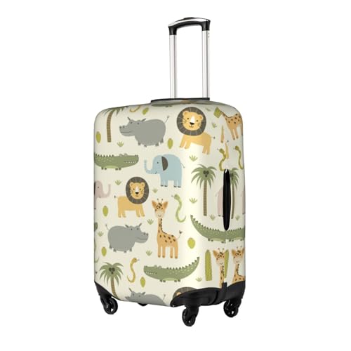 EdNeY Safari Animals Africa Hippo Crocodile Lion Cute Travel Luggage Cover Elastic Anti-scratch Suitcase Cover Protector Spandex Stretch Luggage Baggage Covers Fits 25