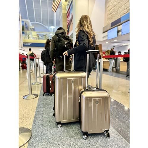 World Traveler Contour Hardside Expandable Spinner Luggage, Champagne