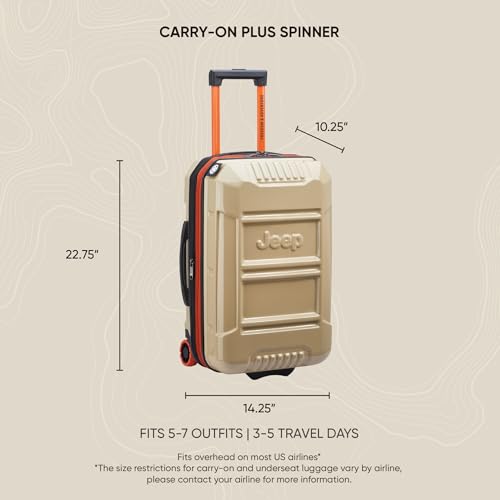Jeep JH003B Hardside Expandable Luggage with Two Wheels, Elm Green, Carry-On 21 Inch