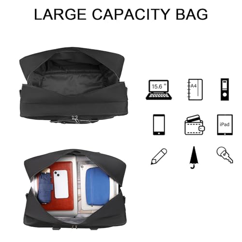 Garment Bags for Travel, Large Suit Travel Bag for Men Foldable Carry On Garment Duffel Bag for Hanging Clothes,Convertible Business Luggage Black