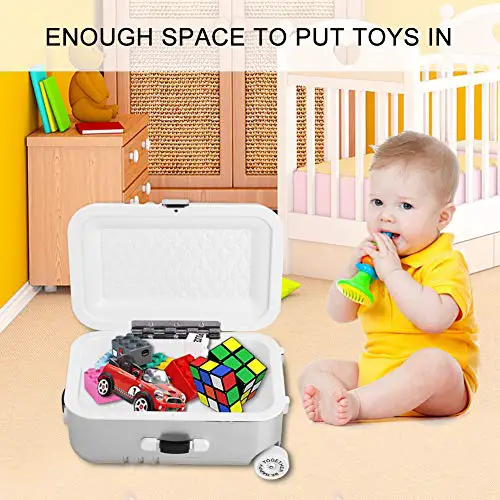 Dioche Baby Suitcase, Mini Travel Luggage Box, Rolling Suitcase Play Toy - Silver