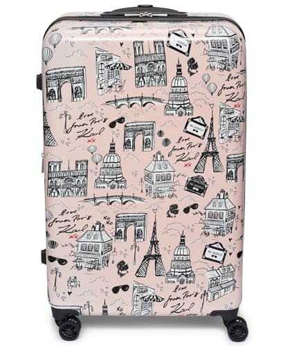 Karl Lagerfeld Paris Karl in Paris Upright Hardside Suitcase, Pink/Black, Large