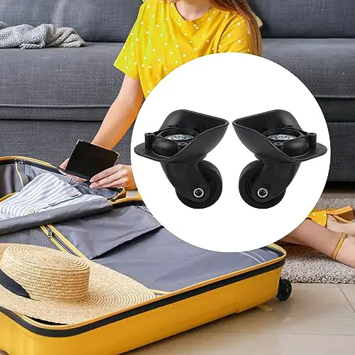 Bstinay 2PCS Swivel Luggage Replacement Wheels 4cm Diameter w/Screws W151 Black Suitcase Caster Kits