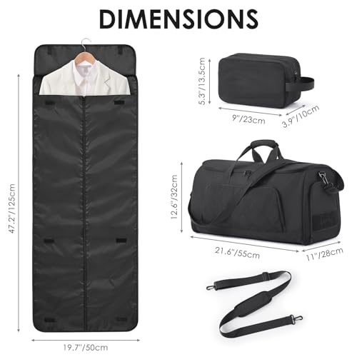 EASYSO Rolling Garment Bag for Travel,Duffle Garment Bag with Wheels and Shoe Compartment for Men and Women