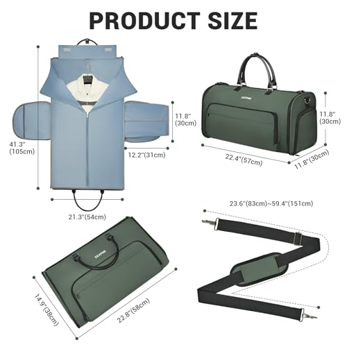 DEVPNR Garment Duffle Bags for Travel, Convertible Garment Bag for Men Women with Shoe Compartment