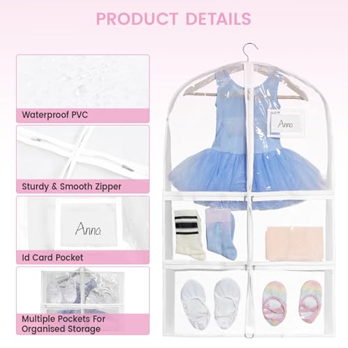 Fanwoli Dance Costume Bags (4 Pack Clear PVC)