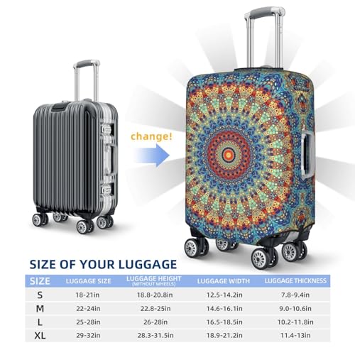 Luggage Cover Protector Suitcase Cover - Round Mandala Santi-Scratch Uitcase Cover for Luggage