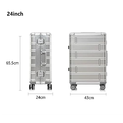 Valcla All-Metal Aluminum-Magnesium Alloy Suitcase with Universal Wheels Fashion Trolley Case Password Suitcase Simple Suitcase Travel Suitcase (Color : Black