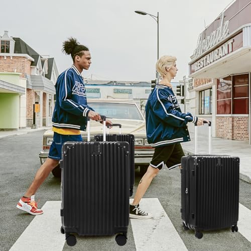 SONSENAI 3-Piece Expandable Luggage Set Suitcase in Classic Black -Double Wheel Stability & Secure TSA Locks(20in24in28in)