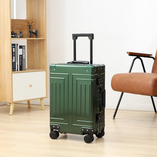 KANGSHILU All Aluminum Carry On Luggage，Cut from Whole Aluminum Sheet，22x14x9 Airline Approved ，（3rd Generation，Premium Metal zipperless suitcase ） (green