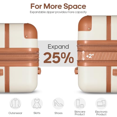 Mosslly Luggage Sets 3 Piece, Expandable 100% PC Hardshell Suitcase with Spinner Wheels