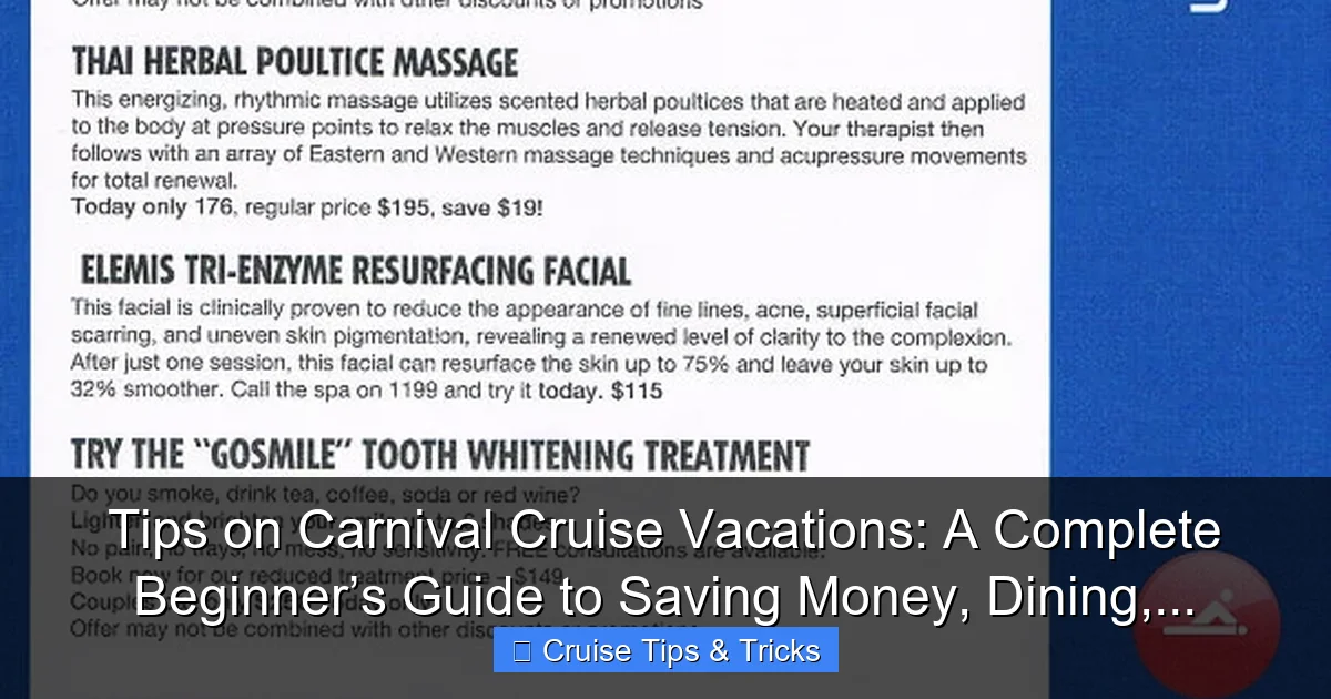 Tips on Carnival Cruise Vacations: A Complete Beginner’s Guide to Saving Money, Dining,... - content1 visual guide