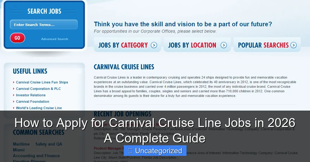 How to Apply for Carnival Cruise Line Jobs in 2026 A Complete Guide