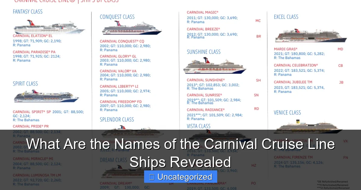 What Are the Names of the Carnival Cruise Line Ships Revealed