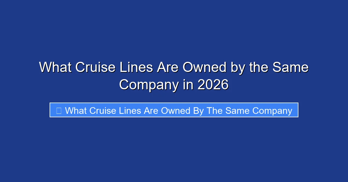 What Cruise Lines Are Owned by the Same Company in 2026