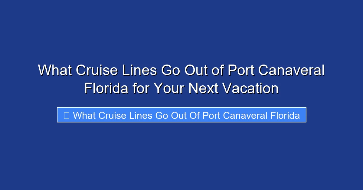 What Cruise Lines Go Out of Port Canaveral Florida for Your Next Vacation