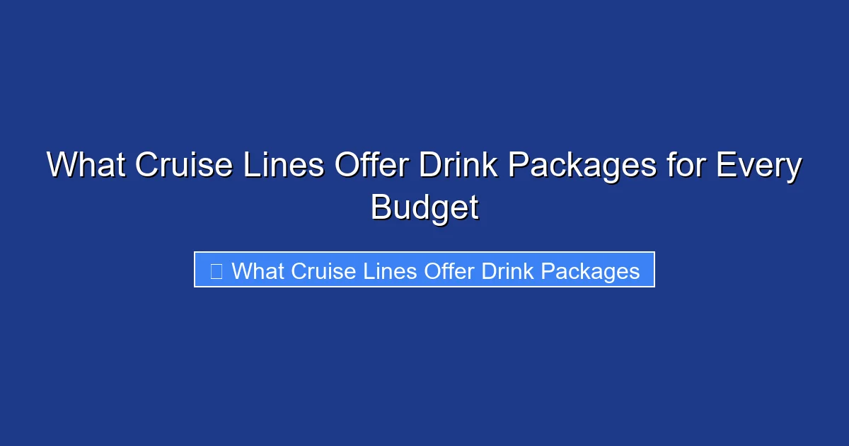 What Cruise Lines Offer Drink Packages for Every Budget