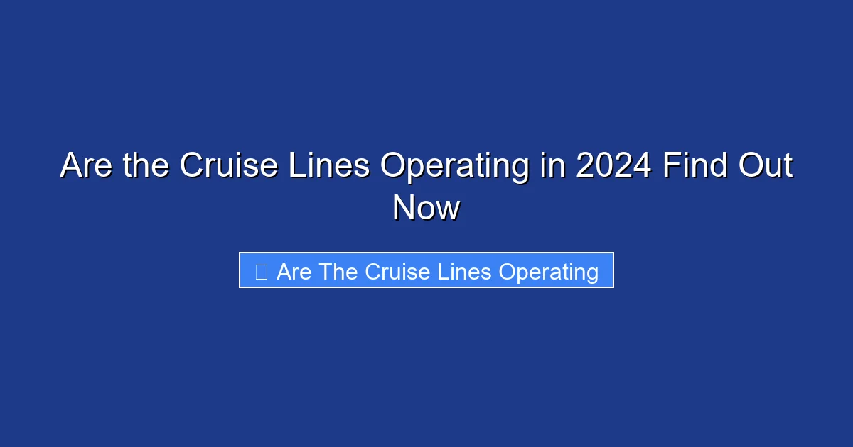 Are the Cruise Lines Operating in 2024 Find Out Now