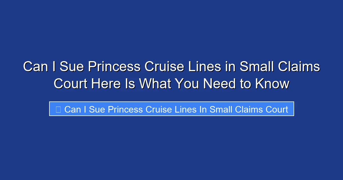Can I Sue Princess Cruise Lines in Small Claims Court Here Is What You Need to Know