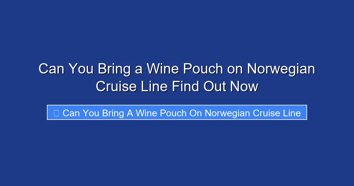 Can You Bring a Wine Pouch on Norwegian Cruise Line Find Out Now