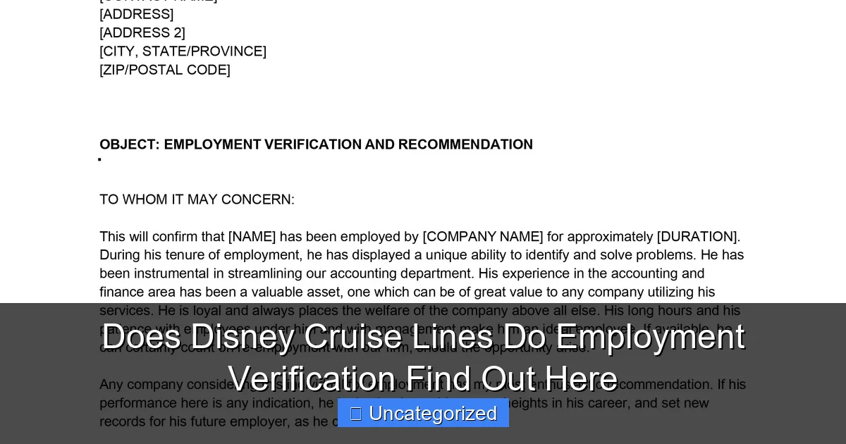 Does Disney Cruise Lines Do Employment Verification Find Out Here