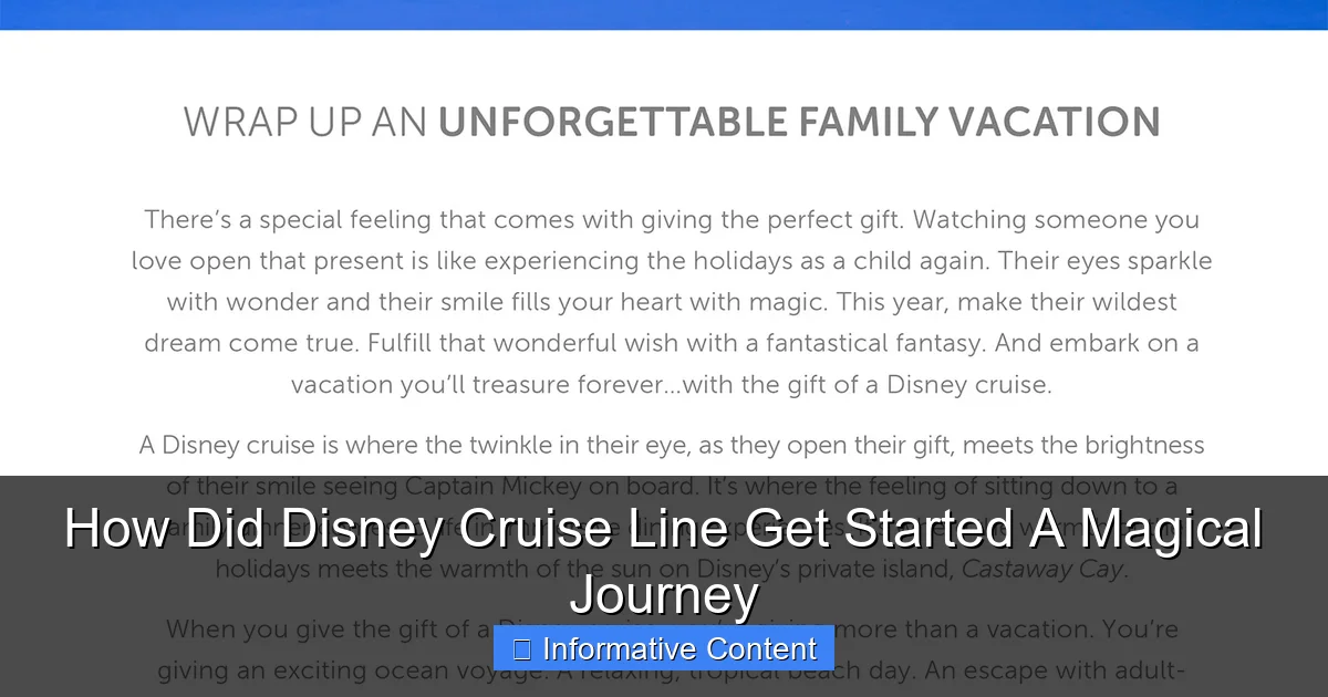 How Did Disney Cruise Line Get Started A Magical Journey