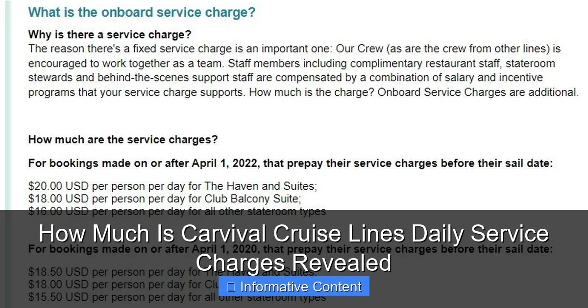 How Much Is Carvival Cruise Lines Daily Service Charges Revealed