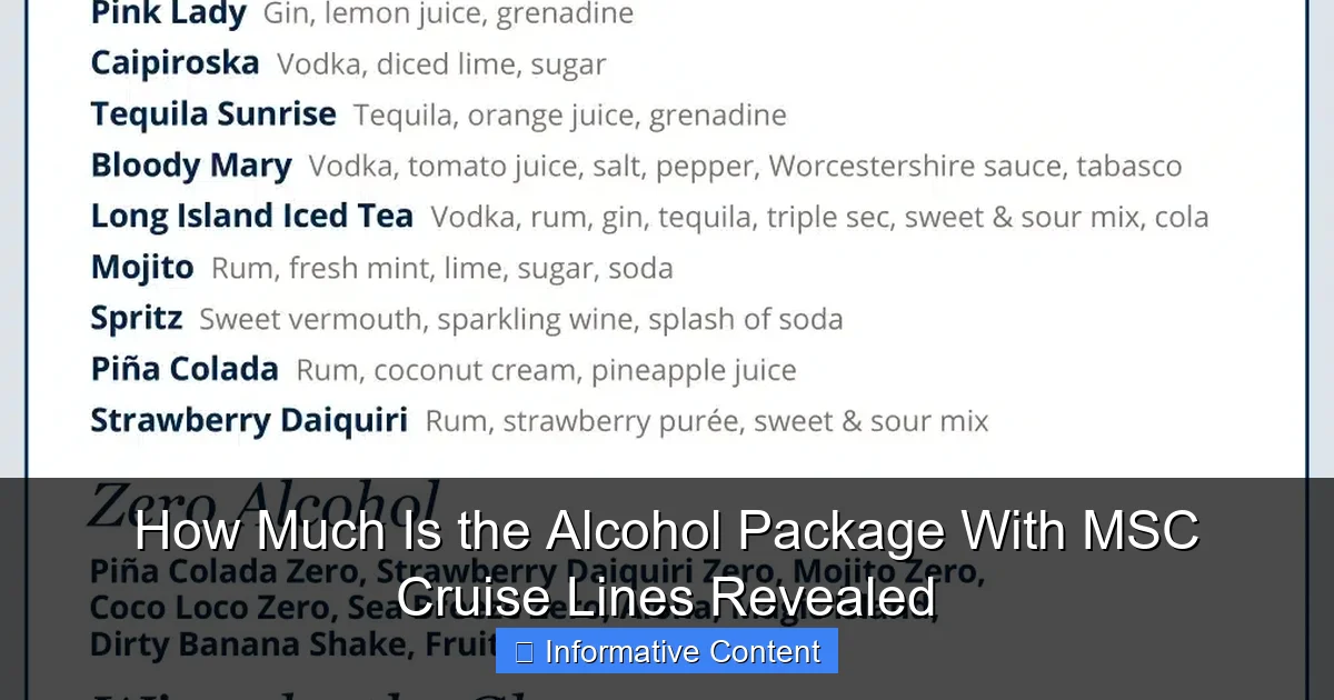 How Much Is the Alcohol Package With MSC Cruise Lines Revealed