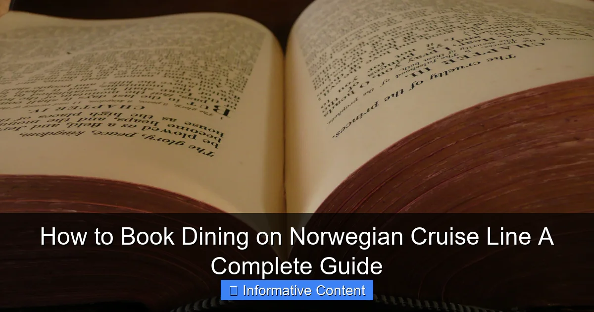 How to Book Dining on Norwegian Cruise Line A Complete Guide